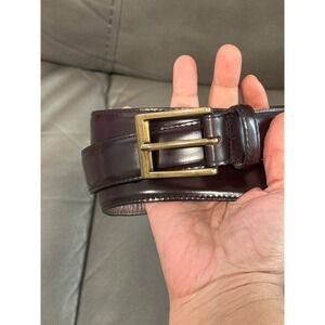 LL Bean Full Grain Leather Belt Mens Size 42 Brown Brass Buckle Made USA